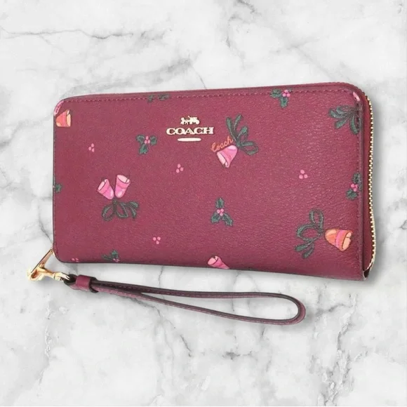Coach. Holiday Bells Long Zip Around Wallet NWT $298 Retail Limited Edition - Picture 11 of 12